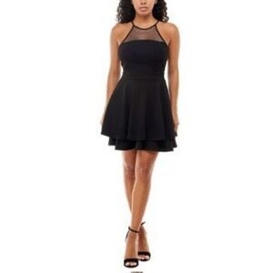 Juniors Womens Glitter Mini Fit & Flare Dress Size L